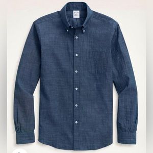 NWT Brooks Brothers Chambray Sport Shirt Size S Dark Blue